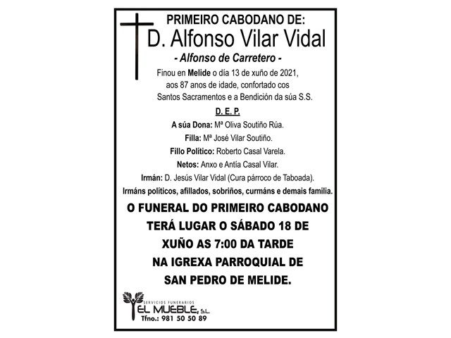 PRIMEIRO CABODANO DE D. ALFONSO VILAR VIDAL.