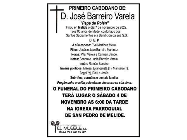 Primeiro cabodano de D. José Barreiro Varela.