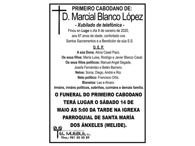 PRIMEIRO CABODANO DE D. MARCIAL BLANCO LÓPEZ.