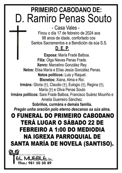 Primeiro cabodano de D. Ramiro Penas Souto.