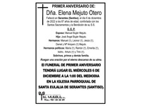 PRIMER ANIVERSARIO DE DÑA. ELENA MEJUTO OTERO.