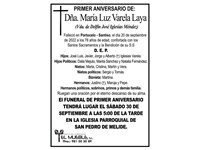 Primer aniversario de Dña. María Luz Varela Laya.