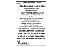 Primer aniversario de Dña. María Virtudes Mato Bendoiro.