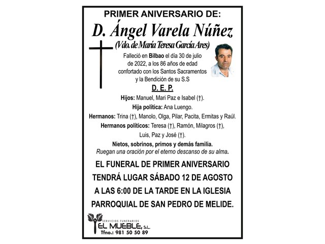 Primer aniversario de D. Ángel Varela Núñez.