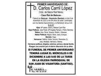 PRIMER ANIVERSARIO DE D. CARLOS CARRIL LÓPEZ.
