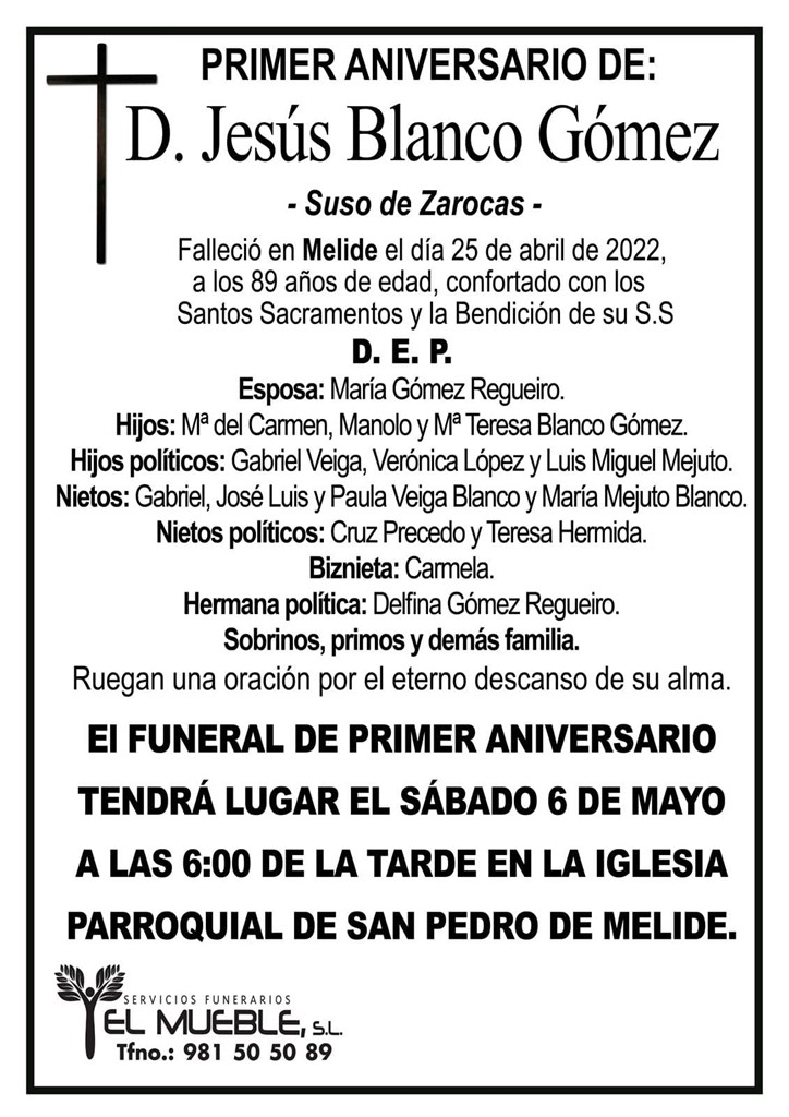 Primer aniversario de D. Jesús Blanco Gómez.