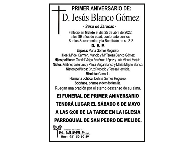 Primer aniversario de D. Jesús Blanco Gómez.