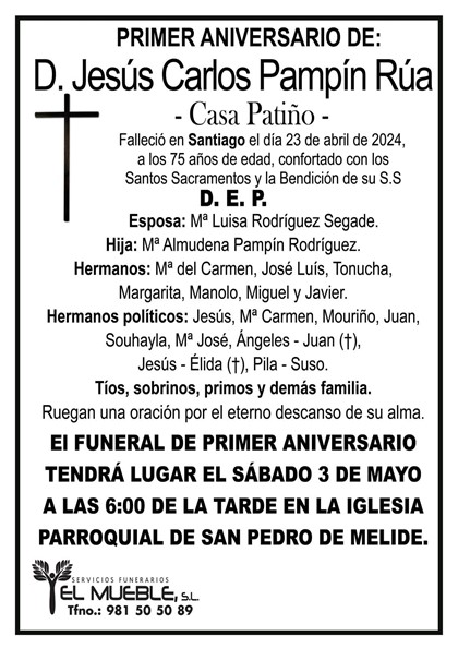Primer aniversario de D. Jesús Carlos Pampín Rúa.