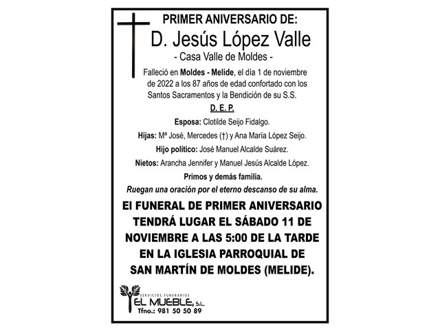 Primer aniversario de D. Jesús López Valle.