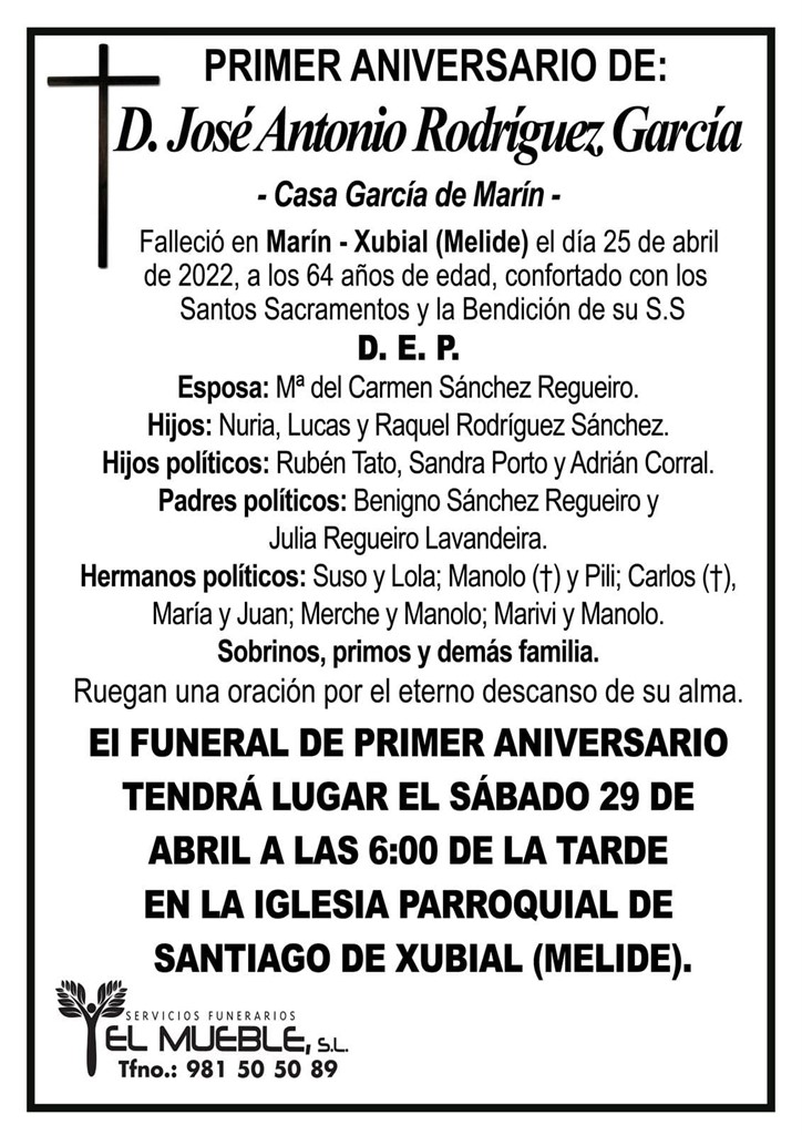 Primer aniversario de D. José Antonio Rodríguez García.