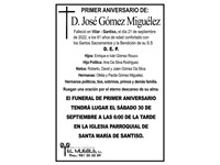Primer aniversario de D. José Gómez Miguélez.