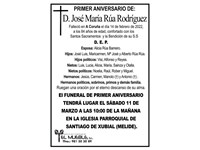 PRIMER ANIVERSARIO DE D. JOSÉ MARÍA RÚA RODRÍGUEZ.