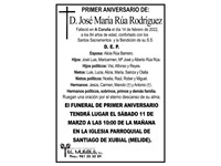 PRIMER ANIVERSARIO DE D. JOSÉ MARÍA RÚA RODRÍGUEZ.