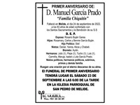 Primer aniversario de D. Manuel Garcia Prado.