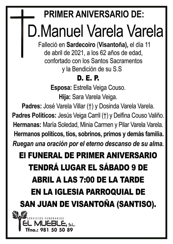 PRIMER ANIVERSARIO DE D. MANUEL VARELA VARELA.