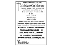 PRIMER ANIVERSARIO DE D. MODESTO CEA MONTERO.