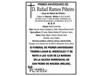 Primer aniversario de D. Rafael Ramos Piñeiro.