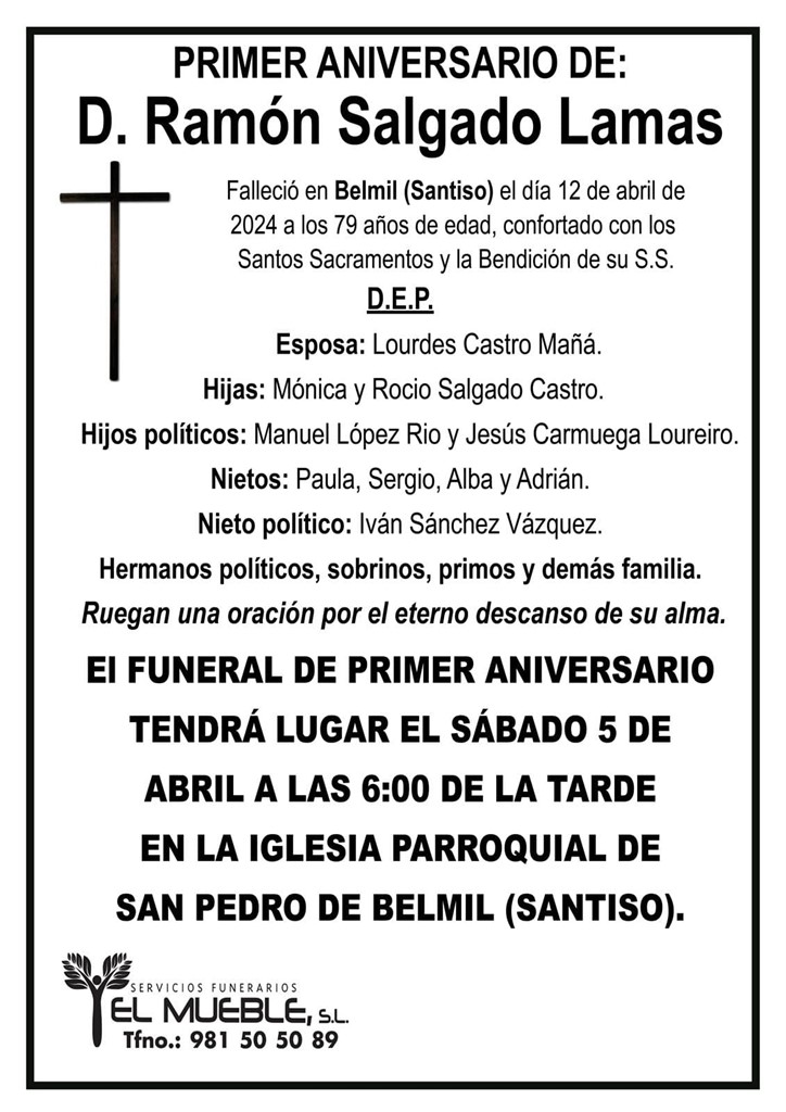 Primer aniversario de D. Ramón Salgado Lamas