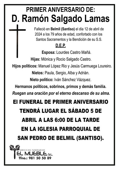 Primer aniversario de D. Ramón Salgado Lamas