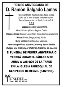 Primer aniversario de D. Ramón Salgado Lamas