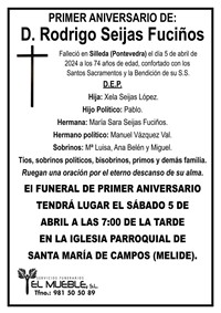 Primer aniversario de D. Rodrigo Seijas Fuciños.