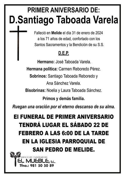 Primer aniversario  de D. Santiago Taboada Varela.