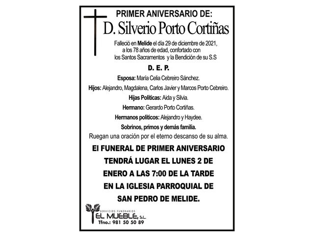 PRIMER ANIVERSARIO DE D. SILVERIO PORTO CORTIÑAS.