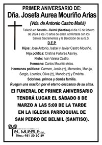 Primer aniversario de Dña. Josefa Aurea Mouriño Arias.