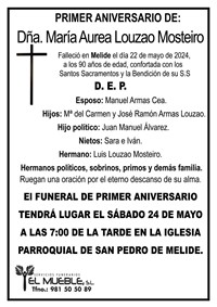 Primer aniversario de Dña. Mª Aurea Louzao Mosteiro.