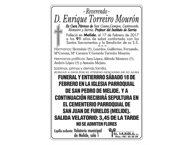 REVERENDO D. ENRIQUE TORREIRO MOURON