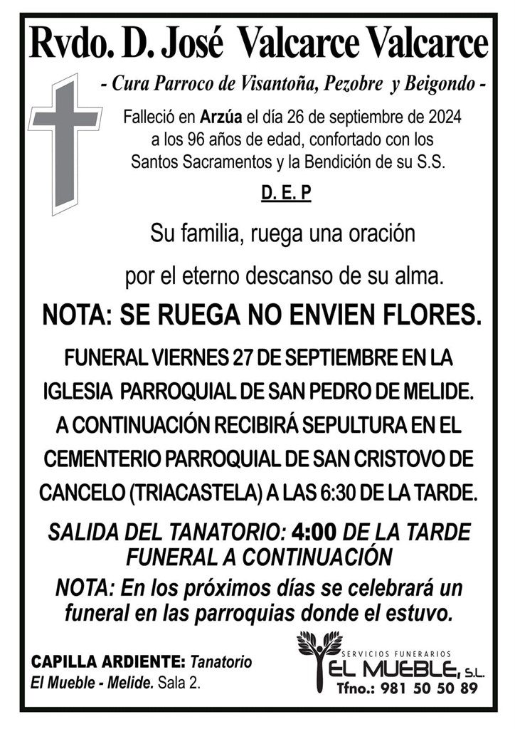 RVDO. D. JOSÉ VALCARCE VALCARCE.
