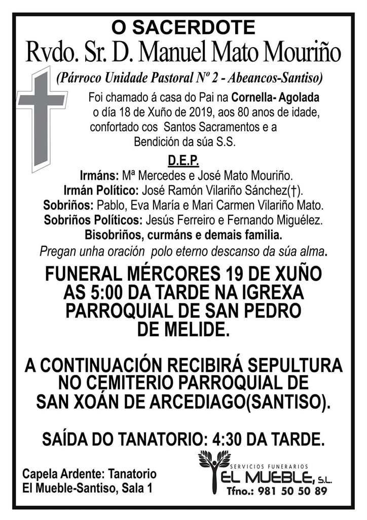 RVDO . SR. D. MANUEL MATO MOURIÑO.