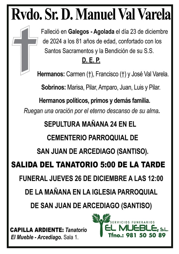 Rvdo. Sr. D. Manuel Val Varela.