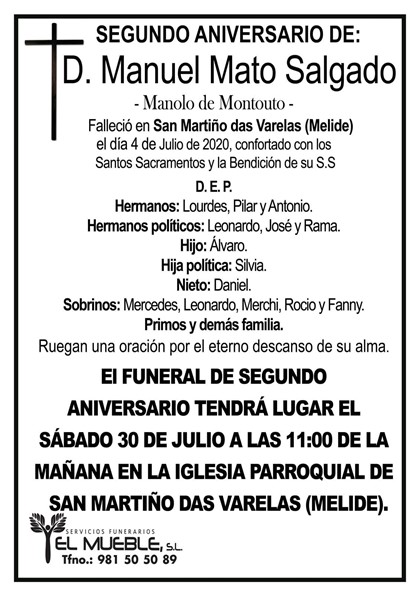 SEGUNDO ANIVERSARIO DE D. MANUEL MATO SALGADO.