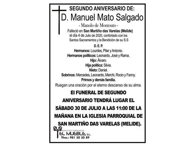 SEGUNDO ANIVERSARIO DE D. MANUEL MATO SALGADO.